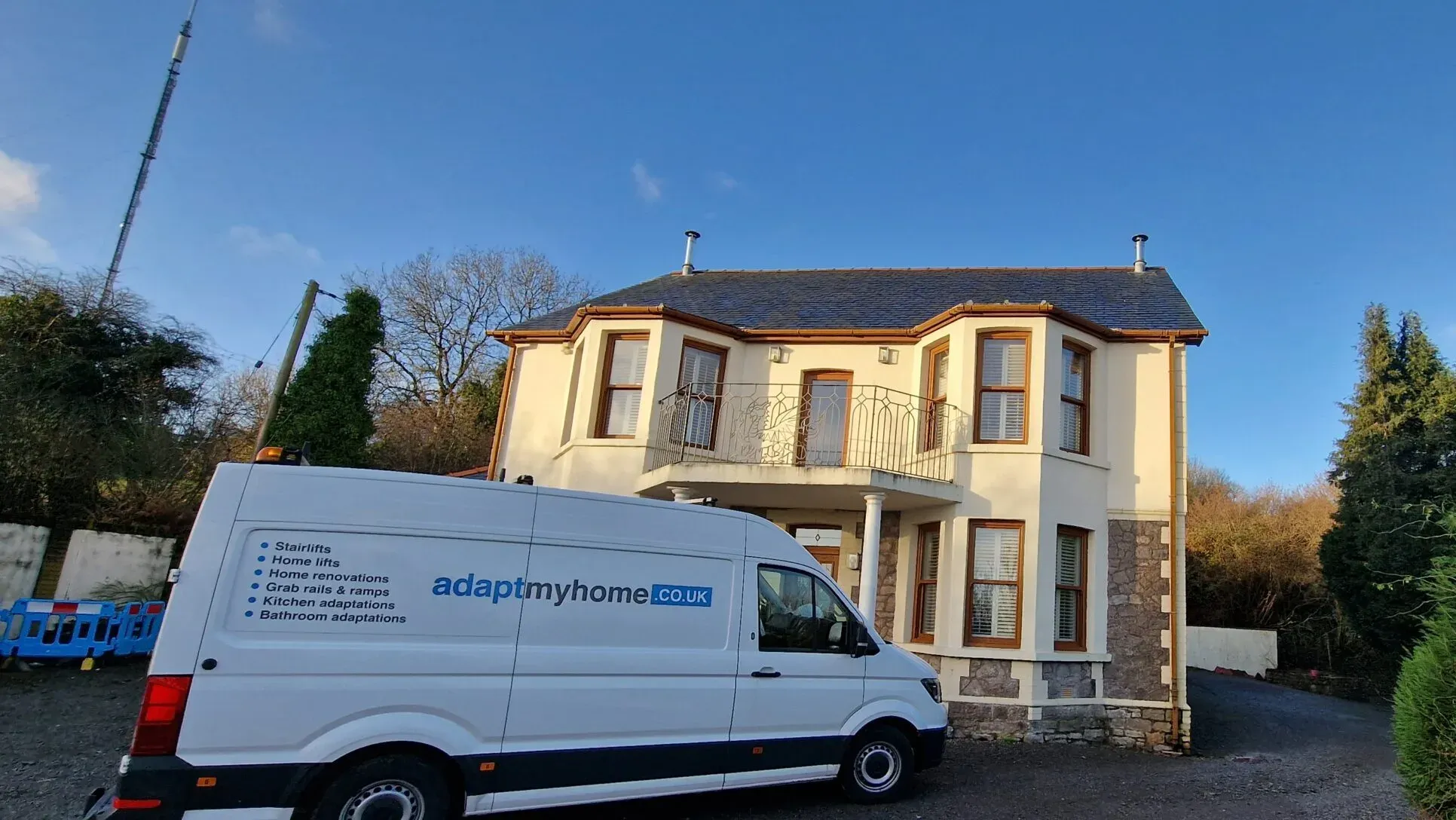 Adaptmyhome van parked outside a property in Cardiff